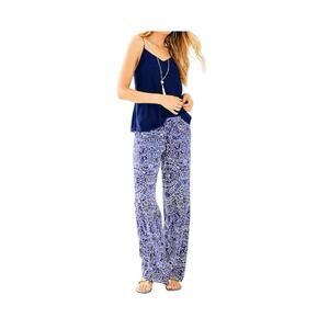 Lilly Pulitzer Bal Harbor Mid-Rise Palazzo Pant Taverna Tile Pattern Size XS